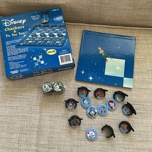 Vintage Disney Checkers & Tic Tac Toe Play Set game night Family fun No rules